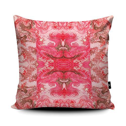 Paola De Giovanni-Magenta on Pink Marbling-square cushion, 18x18 and 22x22 inches